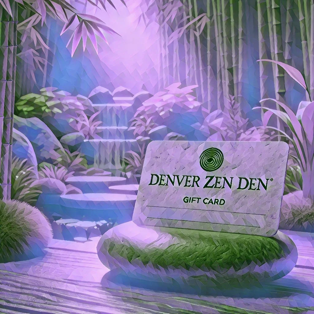 Denver Zen Den gift card by a bamboo waterfall